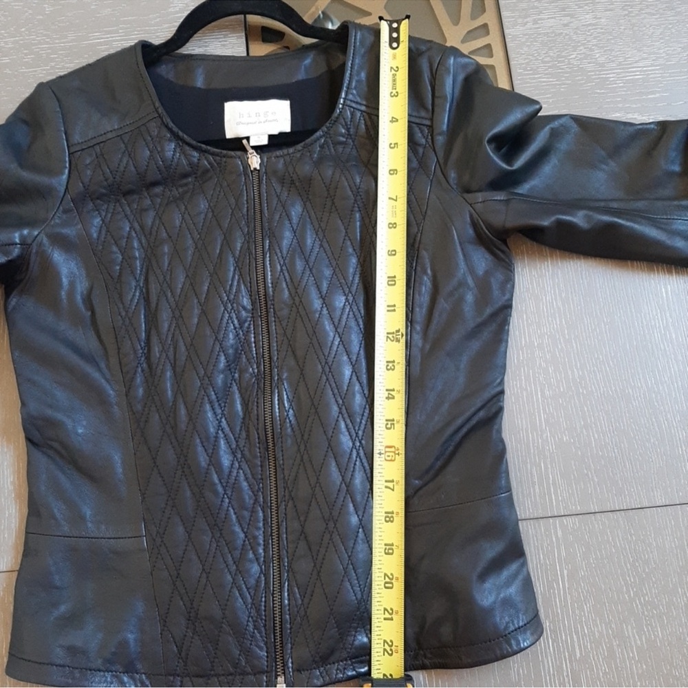 Hinge Black Leather Quilted Jacket - Picture 3 of 4